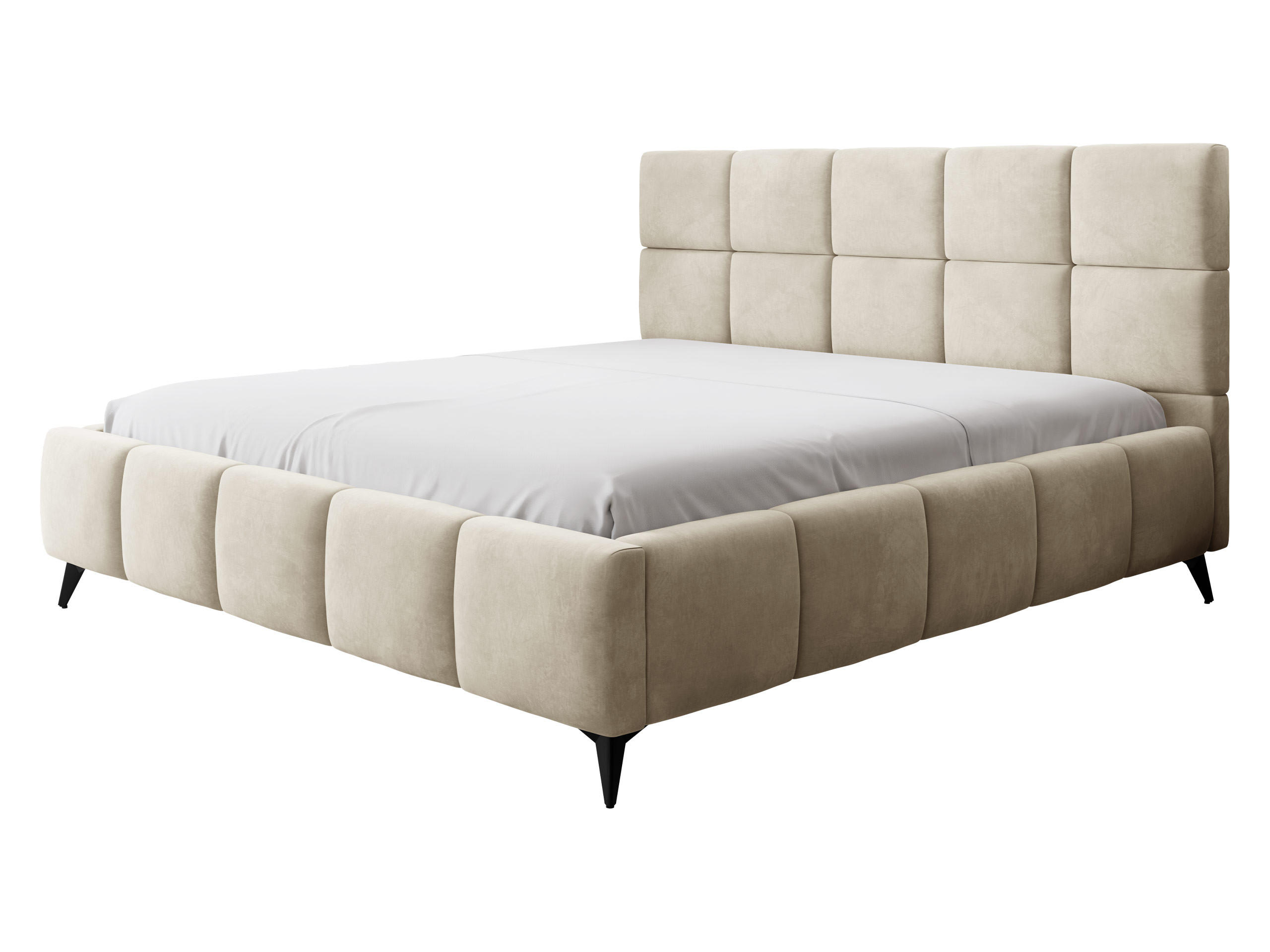 POLSTERBETT Amber - Creme/Schwarz, Holzwerkstoff/Textil (140/200cm) - MIRJAN24