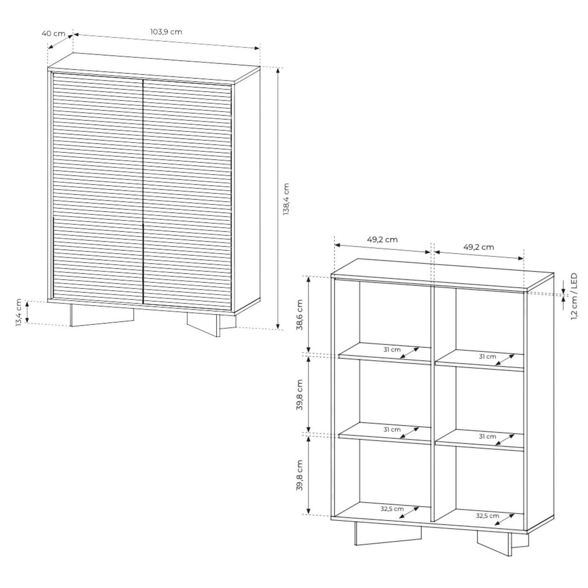 KOMMODE: Naturbolivar, 103,9 x 138,4 x 40 cm - Eichefarben, Holzwerkstoff (103.9/138.4/40cm) - 3XE LIVING