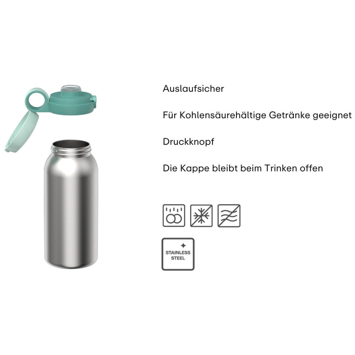 EDELSTAHL-TRINKFLASCHE MIT KLAPPDECKEL Campus Cool Pink 600 ml - Rosa, Kunststoff/Metall (0.6L) - Mepal