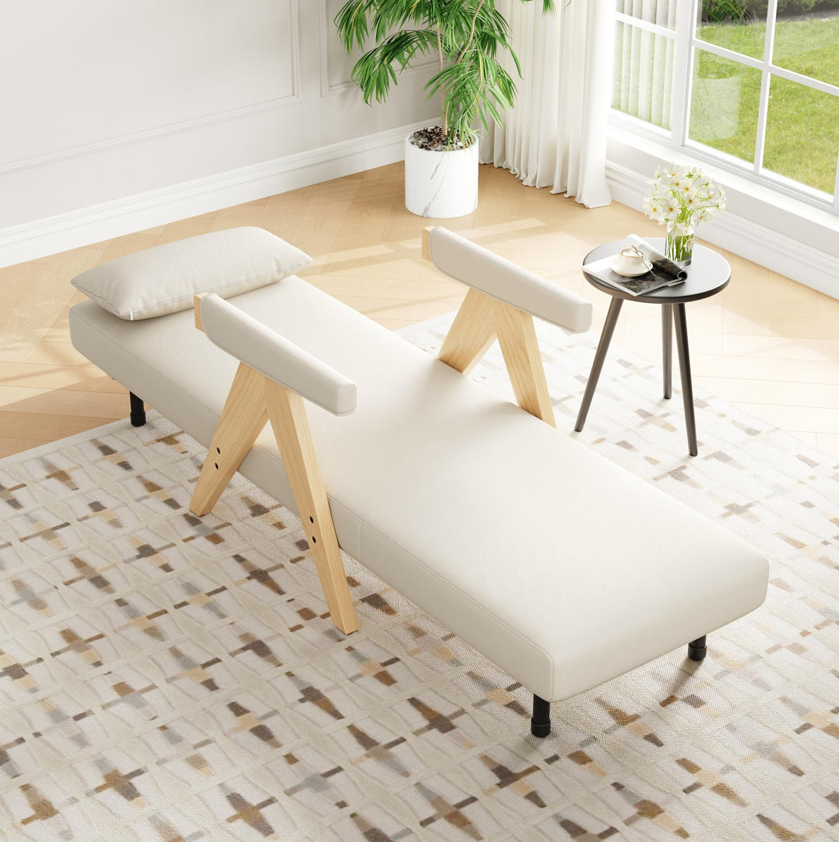 POLSTERSESSEL 87/64/60 cm mit Schlaffunktion und 6-fach verstellbarer Rückenlehne - Beige, Textil (87/64/60cm) - BEAOK