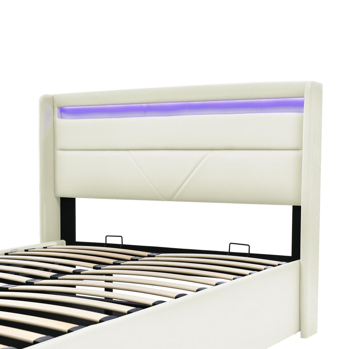 POLSTERBETT 140/200 cm Weiß aus PU mit LED-Beleuchtung und Bettkasten - Weiß, Kunststoff (140/200cm) - OKMYHOME