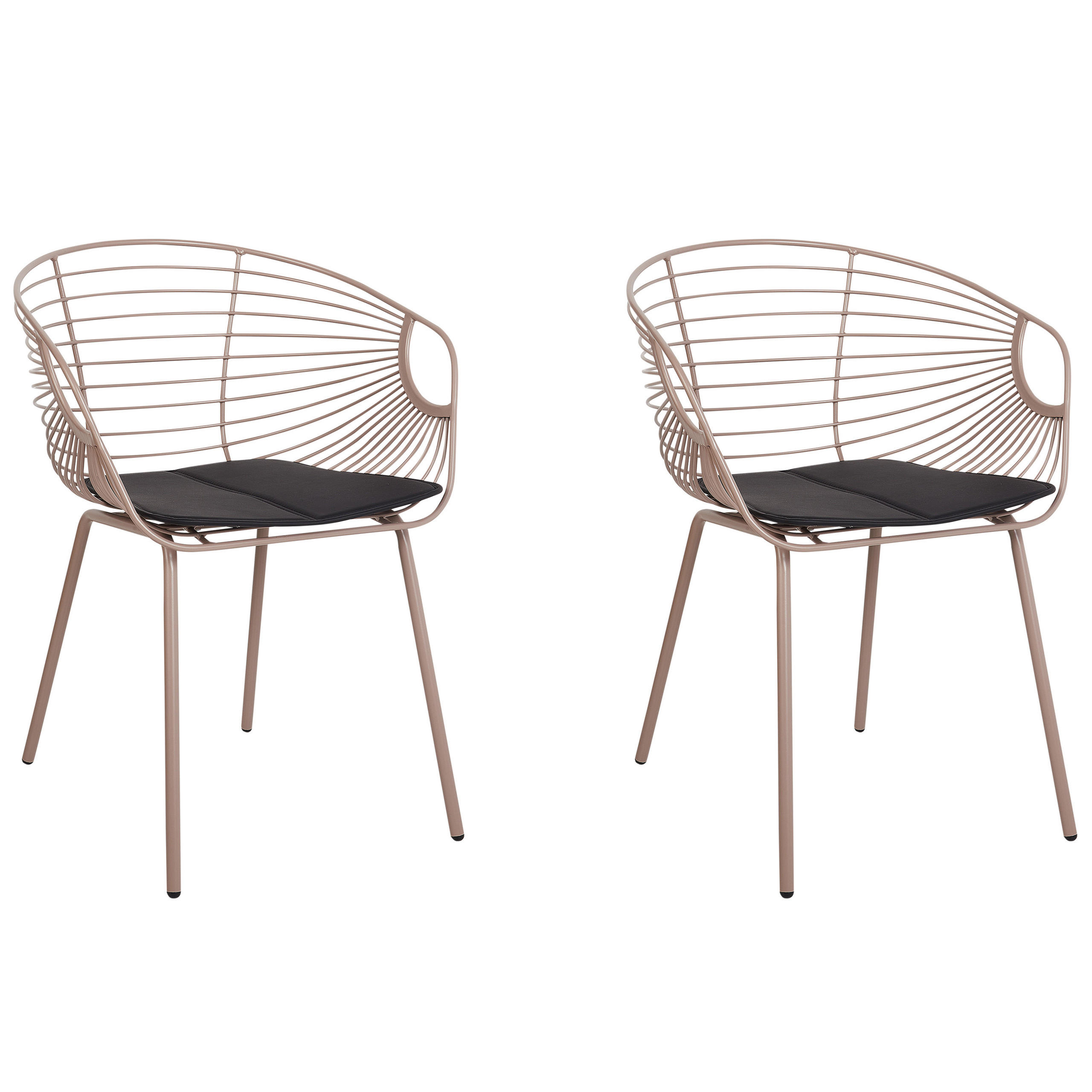ESSZIMMERSTUHL 2er-Set Metall Beige Hoback - Beige/Schwarz, Metall (60/79/56cm) - Beliani