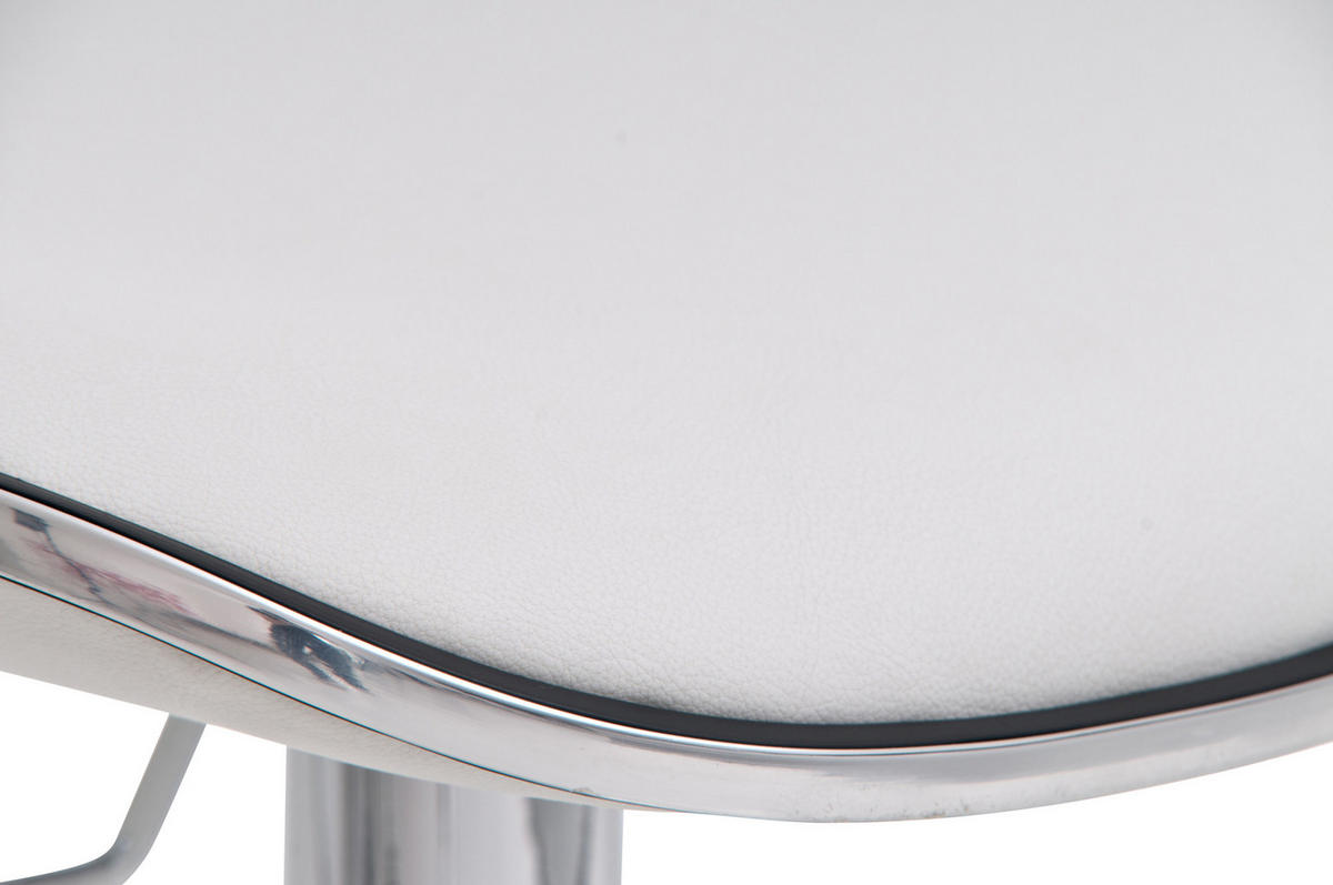 BARHOCKER 2er Set Lederlook Weiß - Chromfarben/Weiß, Textil/Metall (45/71/45cm) - CLP