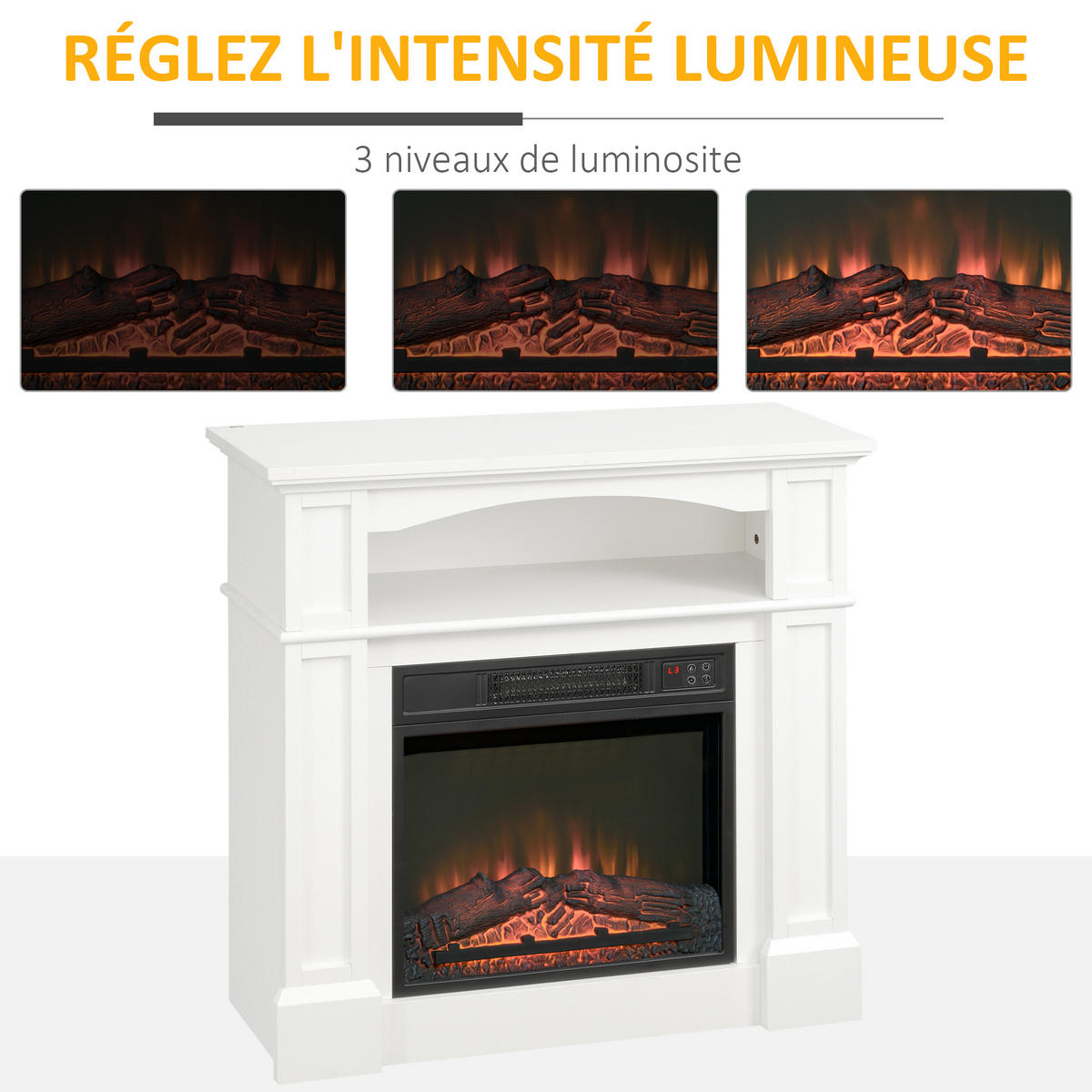ELEKTROKAMIN DE-17025 LED-Flamme mit Fernbedienung Weiß - Weiß, Metall (80.5/80.5/32.3cm) - ComfortXL