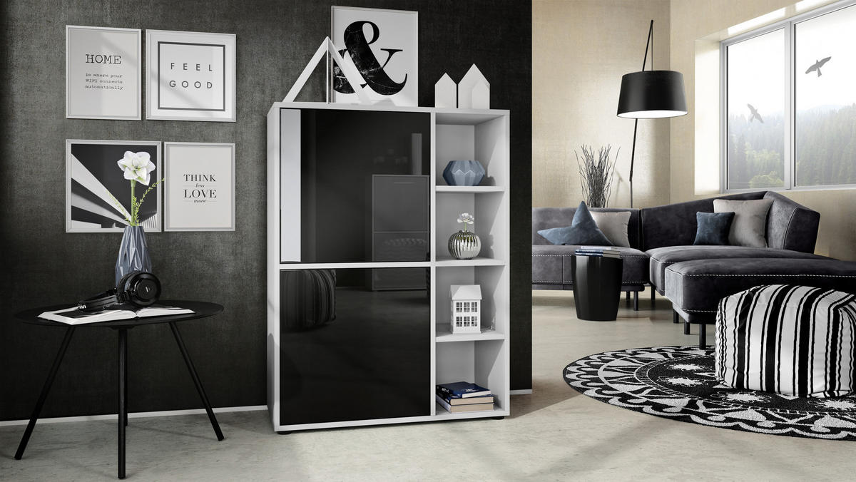 HIGHBOARD Cuba Türen in Schwarz Hochglanz - Schwarz Hochglanz, Holzwerkstoff (79/105.5/35.5cm) - Vladon