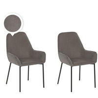 ESSZIMMERSTUHL 2er-Set Cord Grau Loverna - Grau, Textil/Metall (56/89/59cm) - Beliani