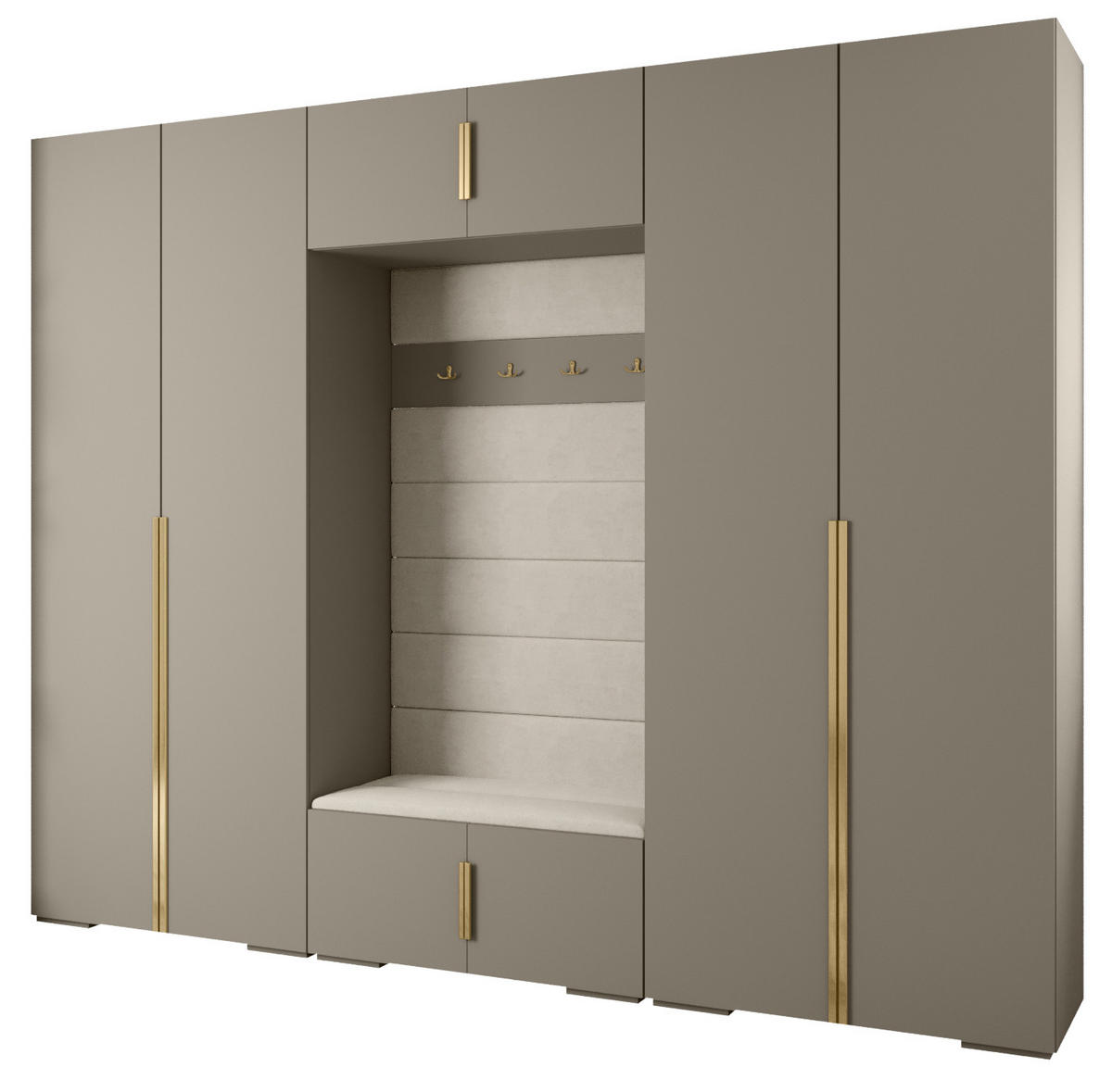 GARDEROBEN-SET 236,7/300/47 - Kaschmir/Goldfarben, Holz/Kunststoff (300/236.7/47cm) - Abiks Möbel