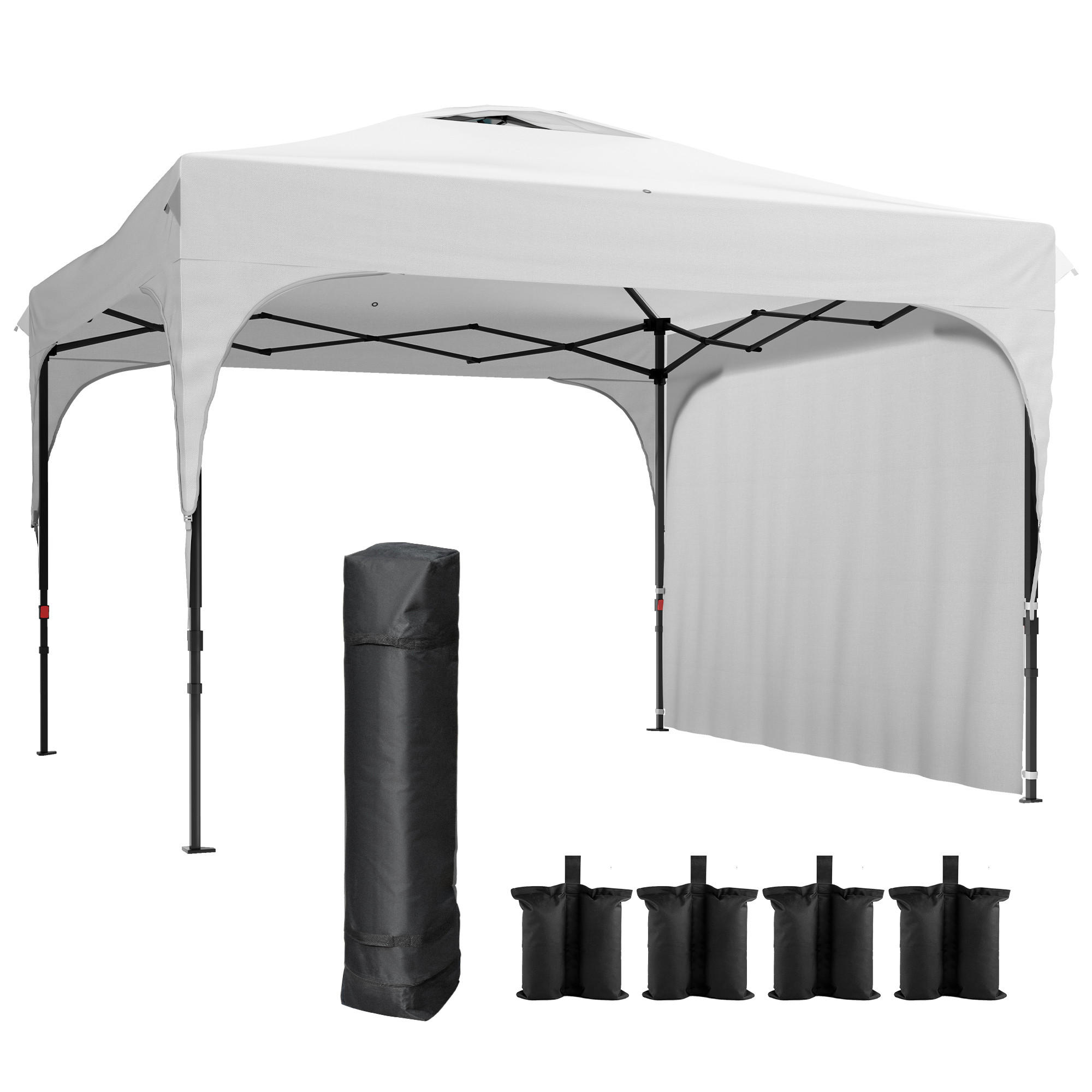 PAVILLON mit dreifach verstellbarer Höhe, 3x3m,weiß - Weiß, Metall (300/265/300cm) - Vallsero
