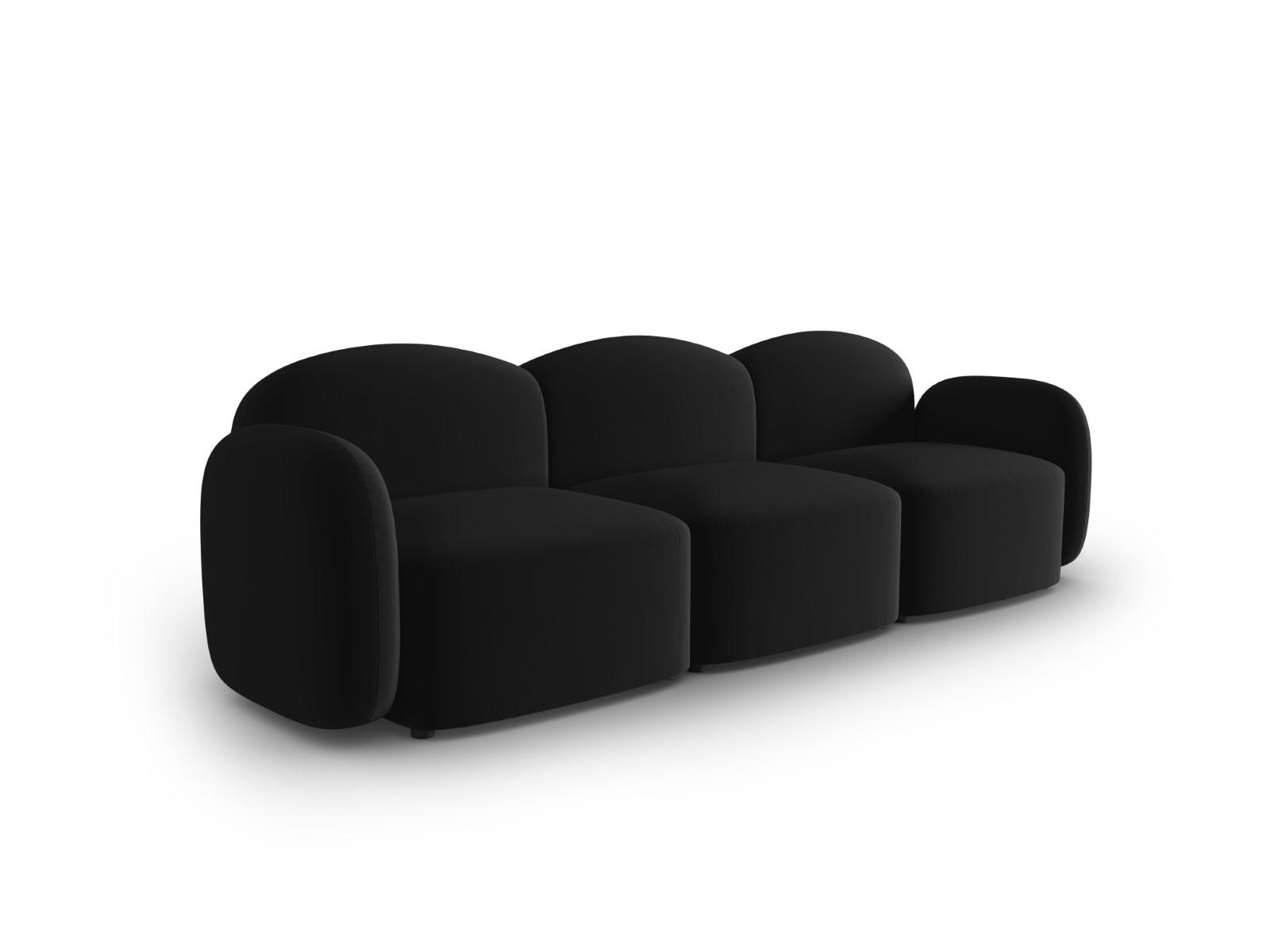 SOFA Blair aus Samt schwarz 3 Sitzplätze - Schwarz, Textil (87/80/272cm) - Micadoni