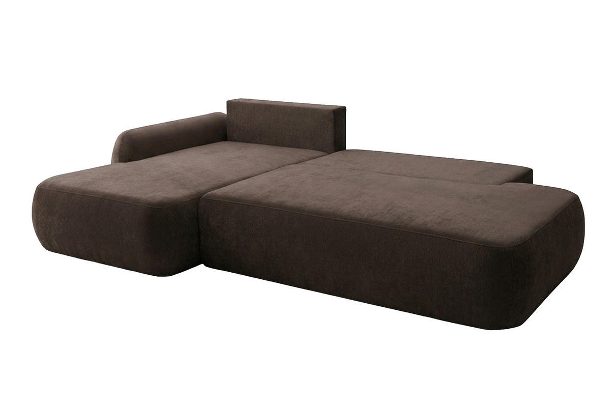 ECKSOFA Mit Schlaffunktion Und Bettkasten, Velvet-Stoff Vena, Braun, Links, HELA I - Braun, Holz (302/184cm) - Kaiser Möbel