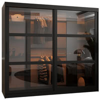 SCHWEBETÜRENSCHRANK 200/200/62 2-türig - Schwarz, Holz/Kunststoff (200/200/62cm) - Abiks Möbel
