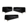SITZGARNITUR 3+2+1 Chesterfield Lexi Schwarz Samt - Goldfarben/Schwarz, Holz/Textil (243/75/100cm) - S-Style Möbel