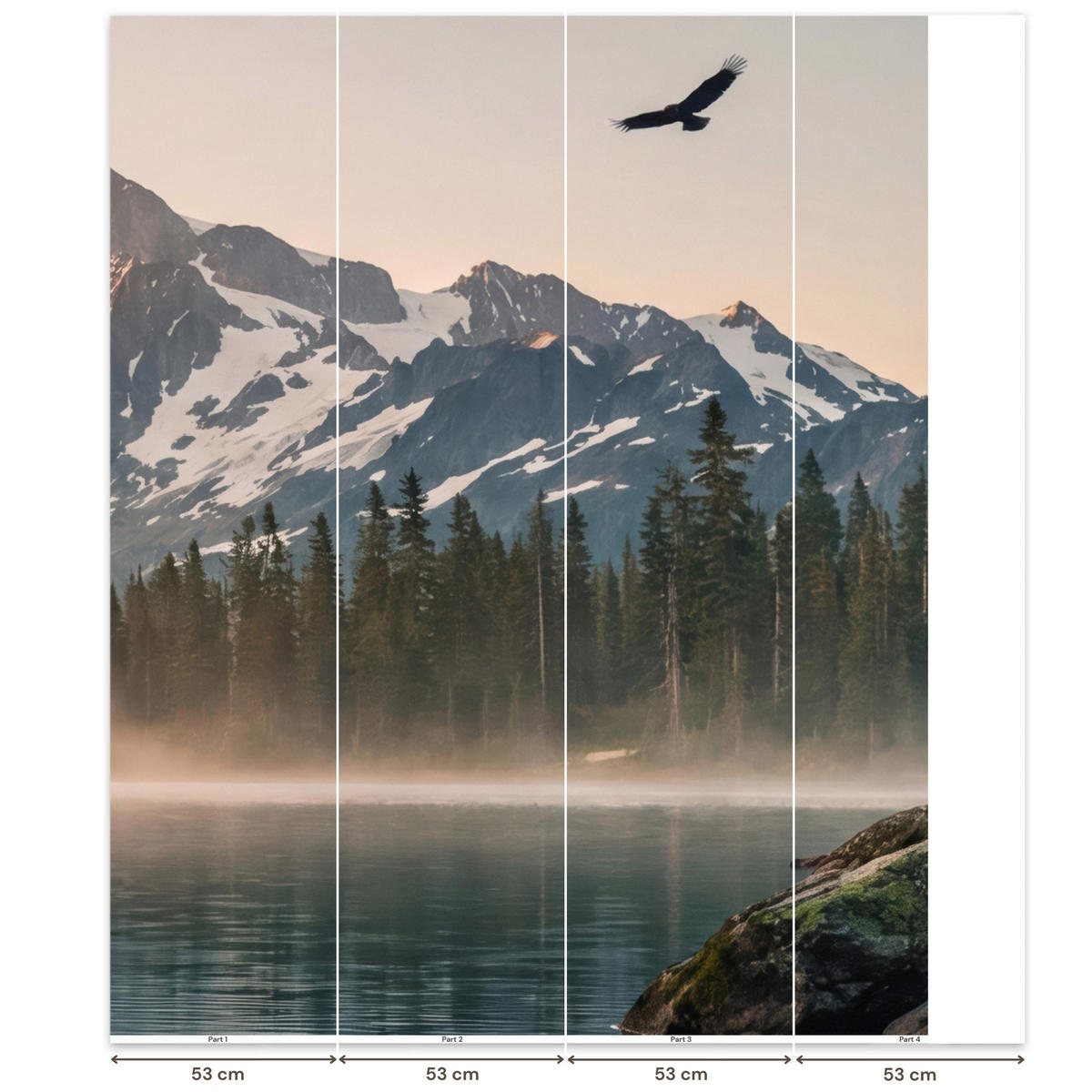 TAPETE - Berge - Wasser - Bäume - 200x240 cm - Multicolor, Papier (200/240cm) - OnlyWow