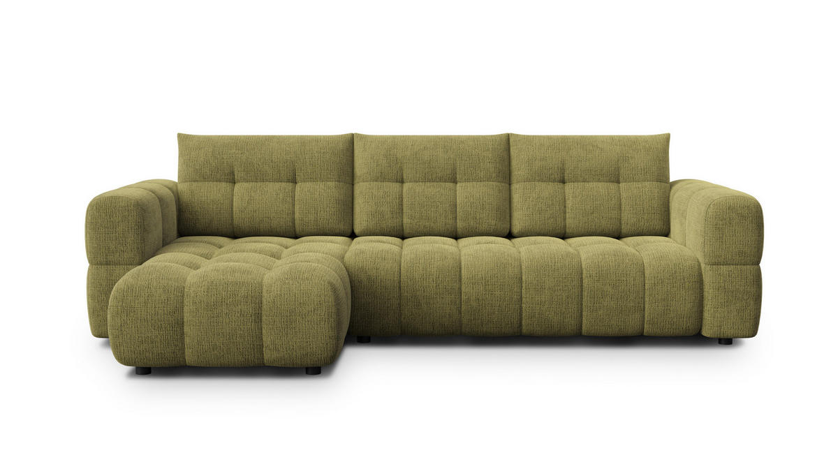 ECKSOFA CLOUDI 4-Sitzer links, olivgrün - Schwarz/Olivgrün, Holz/Textil (294/160cm) - Courtois Laville