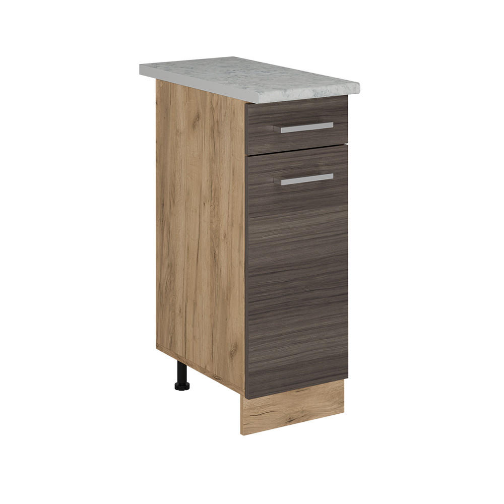 KÜCHENUNTERSCHRANK R-Line Edelgrau 30 cm AP Marmor - Honigeiche/Eiche Wotan, Holzwerkstoff (30/81.6/60cm) - Vicco