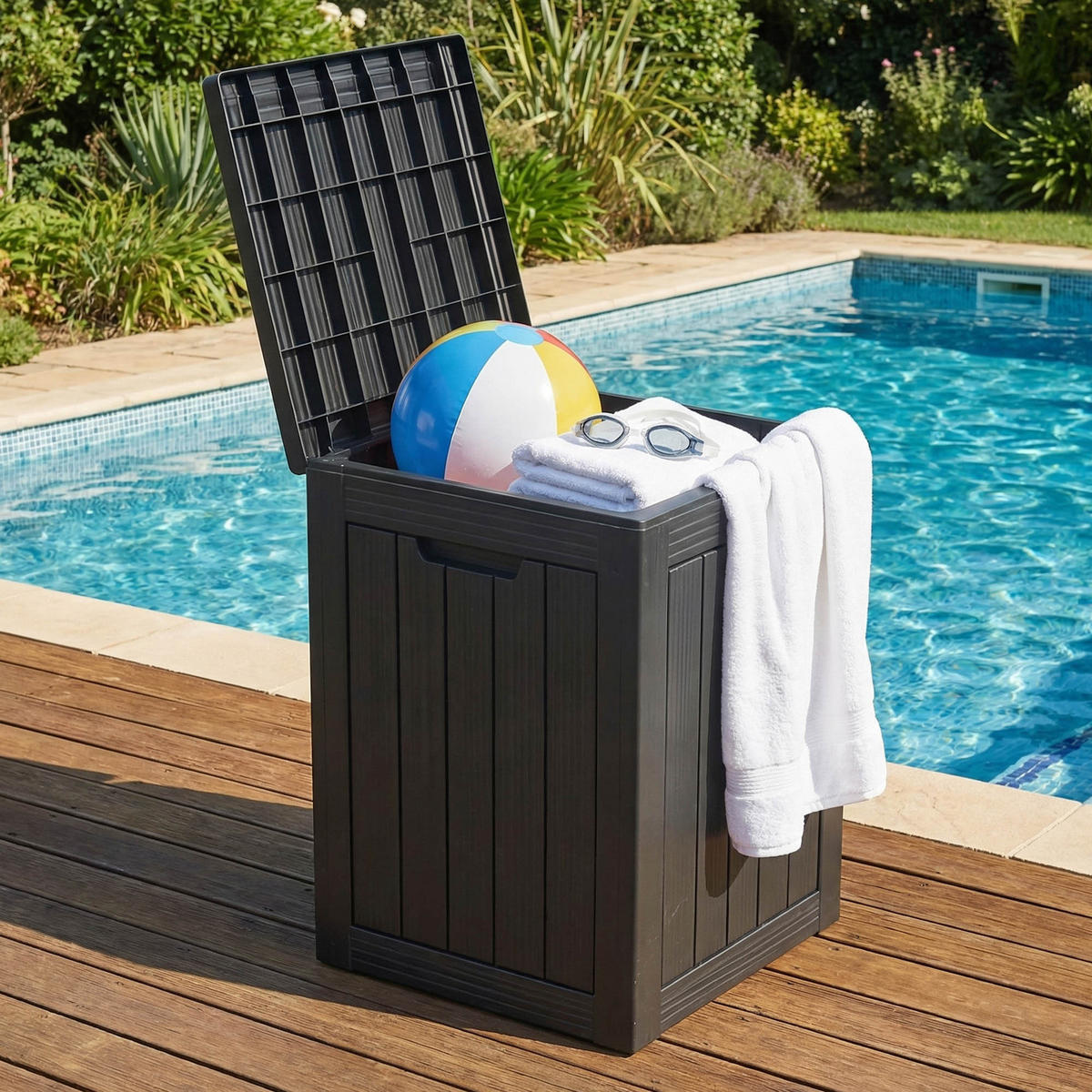 GARTENBOX 113L Schwarz - Schwarz, Kunststoff (46/58.5/43cm) - Akord
