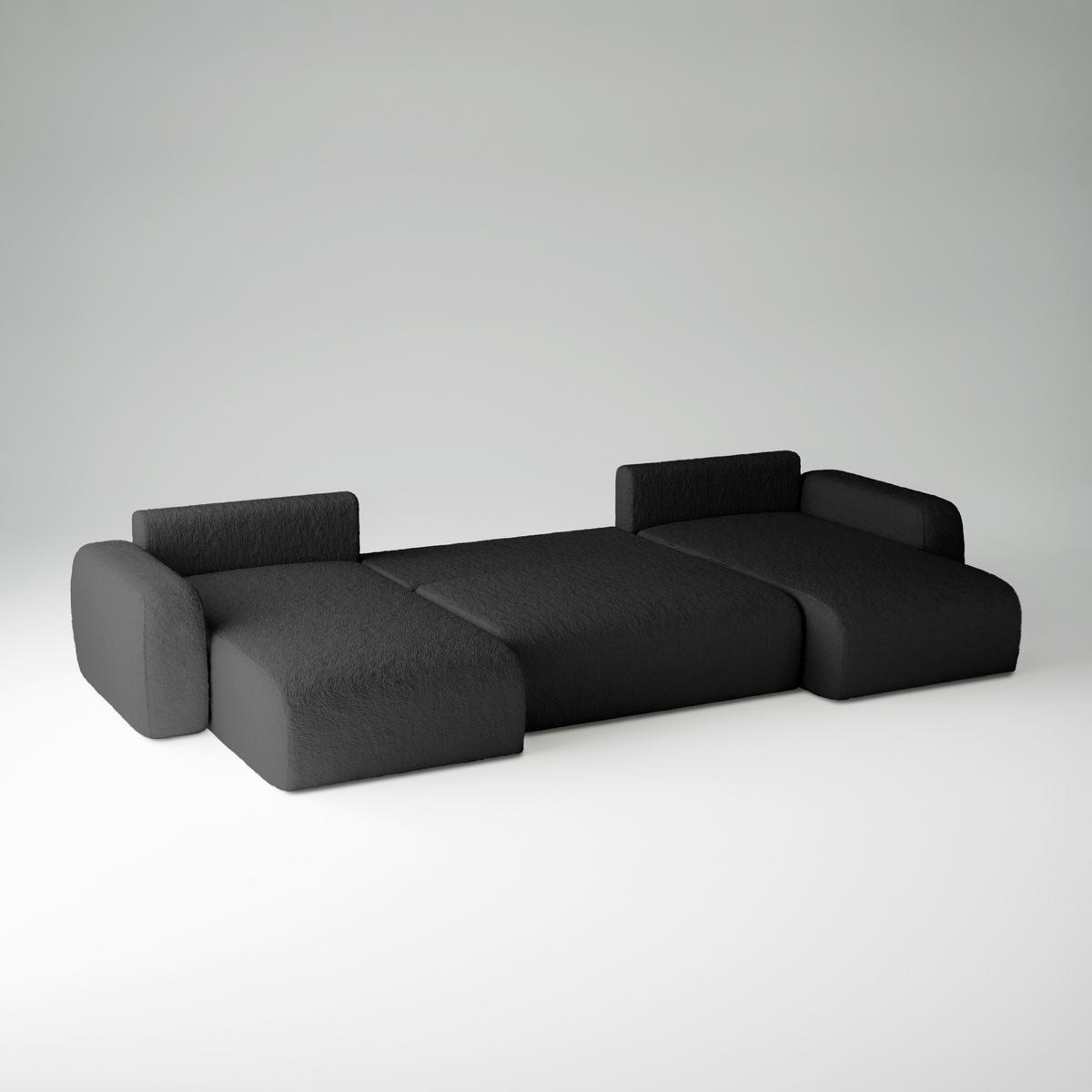 WOHNLANDSCHAFT Eckcouch Schwarz VardeU - Schwarz, Textil (185/70/398cm) - Fedve