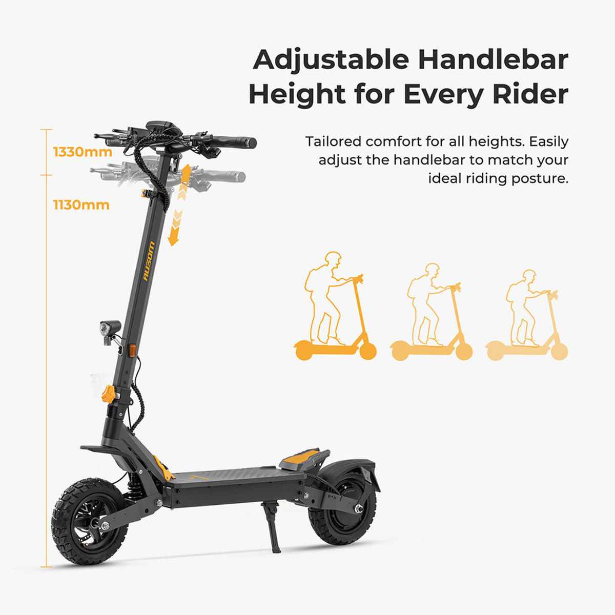 E-SCOOTER Ausom L1 ABE – 930W Spitzenmotor, 20 km/h, 70 km Reichweite ABE-Zulassung (eKFV, P612) - Grau, Metall (59cm)