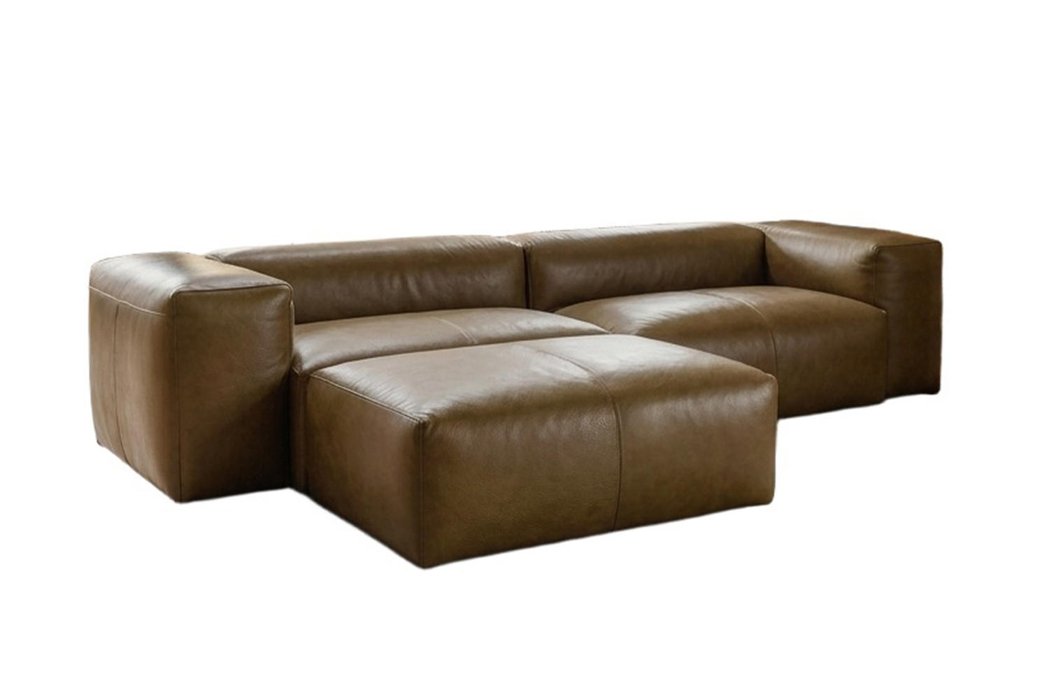 SOFA CELESTE Dunkelgrün Leder - Dunkelgrün/Schwarz, Leder/Kunststoff (302/114cm) - KAWOLA