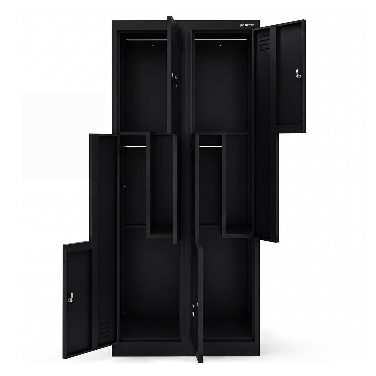 KLEIDERSCHRANK L-Form JULIA 185x80x45 cm - Schwarz, Metall (80/185/45cm) - Jan Nowak