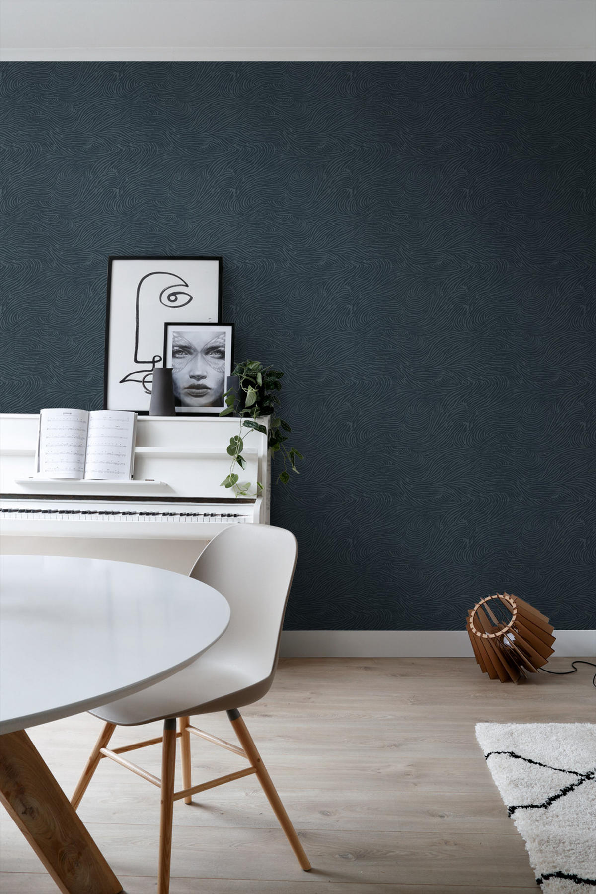 TAPETE 3d Wellenförmige Linien 53 cm x 10.05 m - Blau, Papier (53/1000cm) - ESTAhome