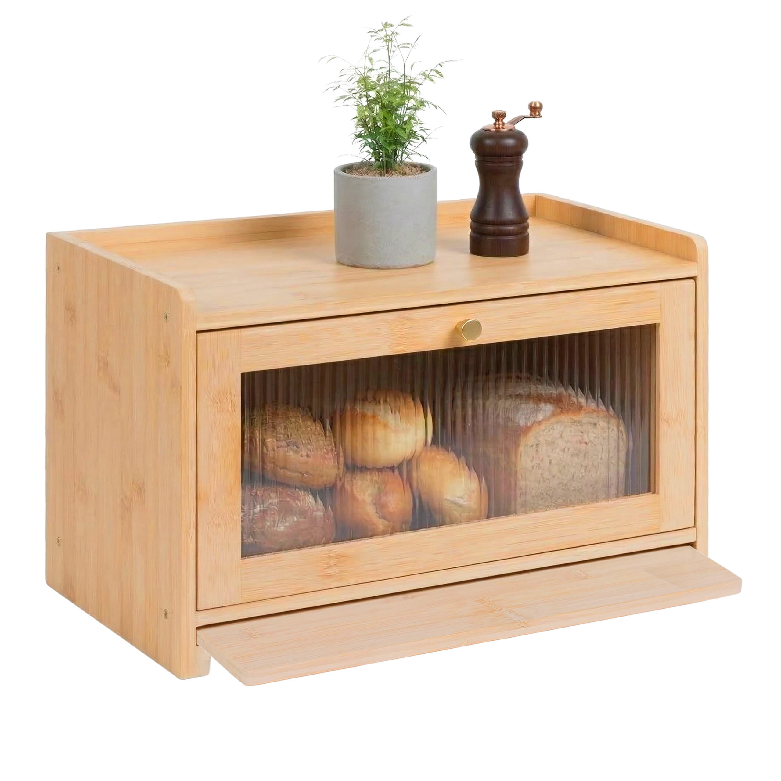 DÓZA na chlieb - svetlohnedá, drevo/plast (40/26/25cm) - Relaxdays