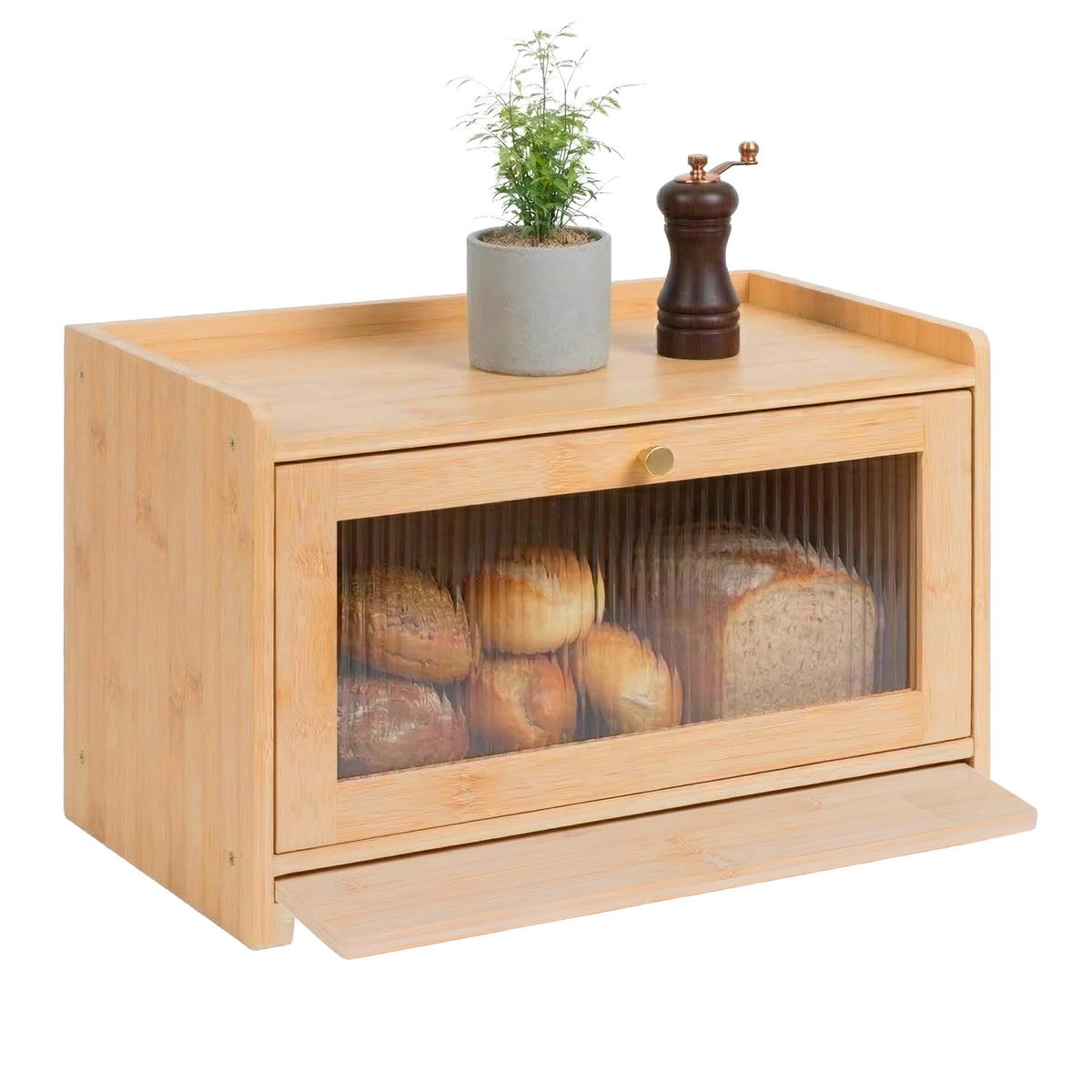 DÓZA na chlieb - svetlohnedá, drevo/plast (40/26/25cm) - Relaxdays