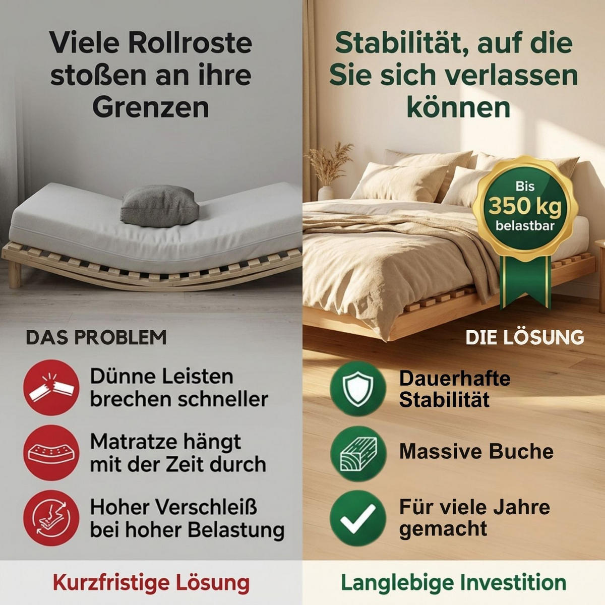 ROLLROST Lattenrost 160 x 200 cm - Naturfarben, Holz (160/200cm) - Coemo