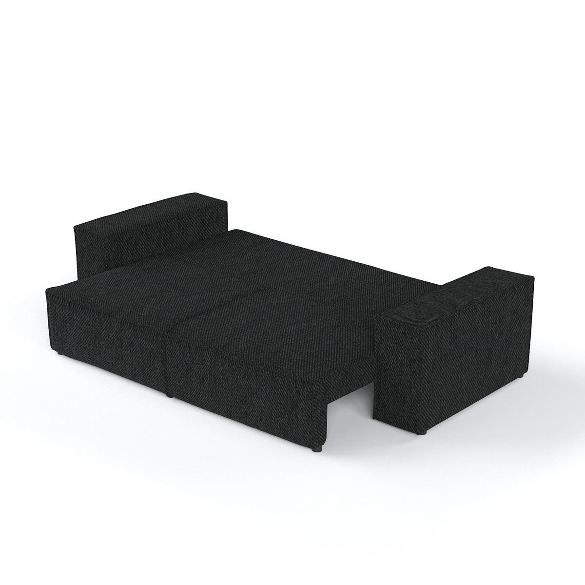 SOFA RESSO mit Schlaffunktion Schwarz im Neve Stoff - Schwarz, Holz/Holzwerkstoff (255/70/105cm) - AltaBeds