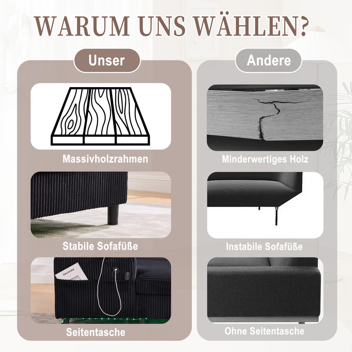 SCHLAFSOFA,SCHLAFCOUCH Schwarz, Cordbezug mit LED USB Anschluss Getränkehalter - Schwarz, Textil (142/85/128cm) - PARAFTA HOME