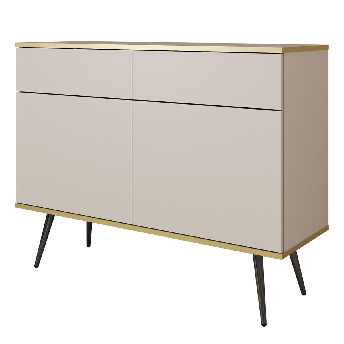 SIDEBOARD VENEZIA 107/85/39cm mit 2 Schubladen 2 Türen Beige - Beige, Holzwerkstoff (107/85/39cm) - MASSENO
