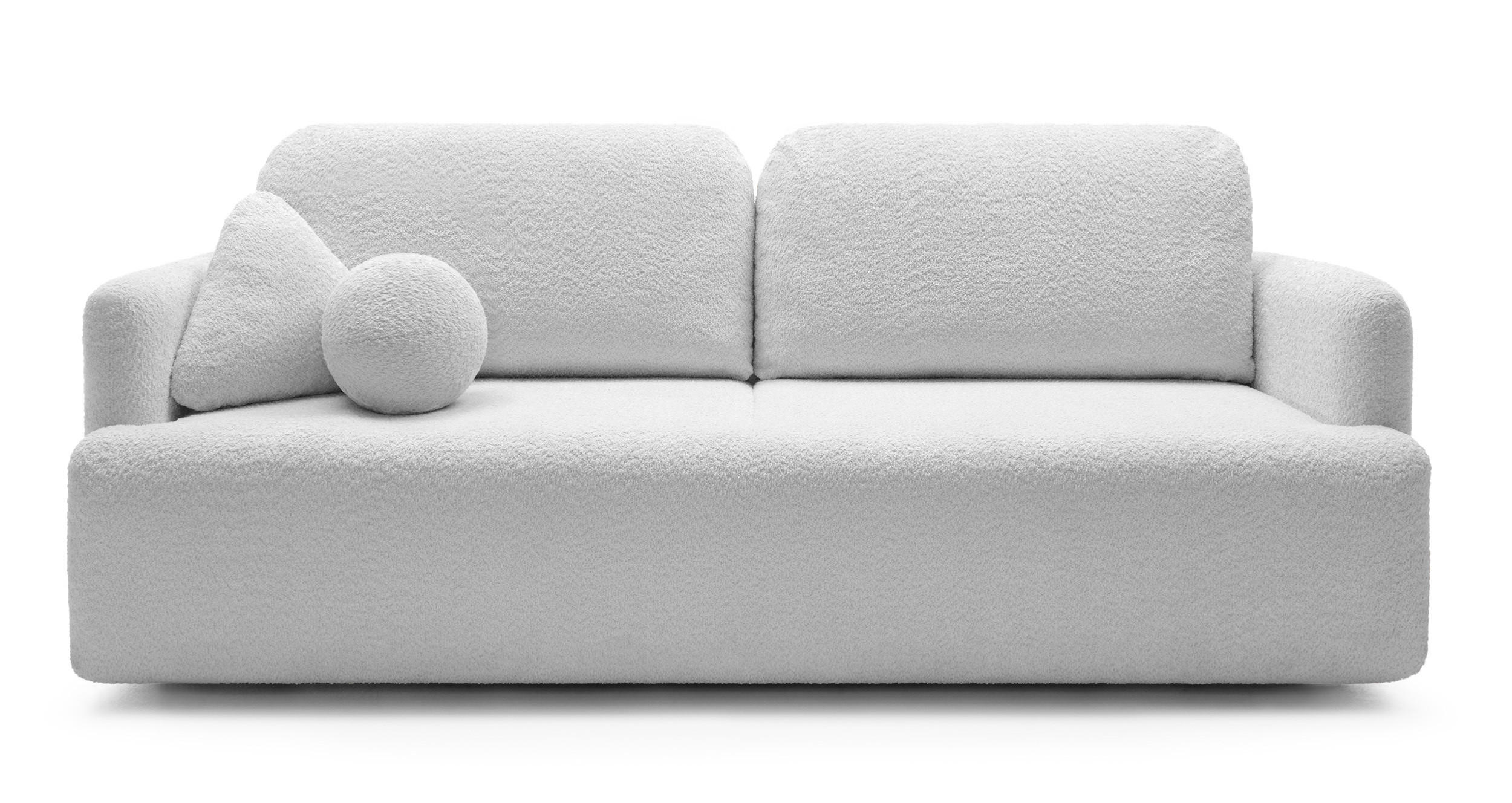 SCHLAFSOFA Lambina Hellgrau Boucle - Hellgrau/Schwarz, Kunststoff/Textil (227/92/104cm) - Selsey