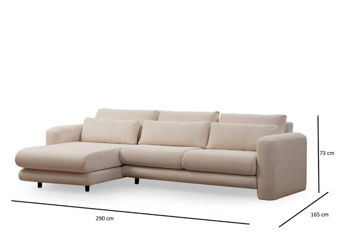 ECKSOFA mit losen Rückenkissen - Creme/Schwarz, Holz/Kunststoff (290/165cm) - myHomelando