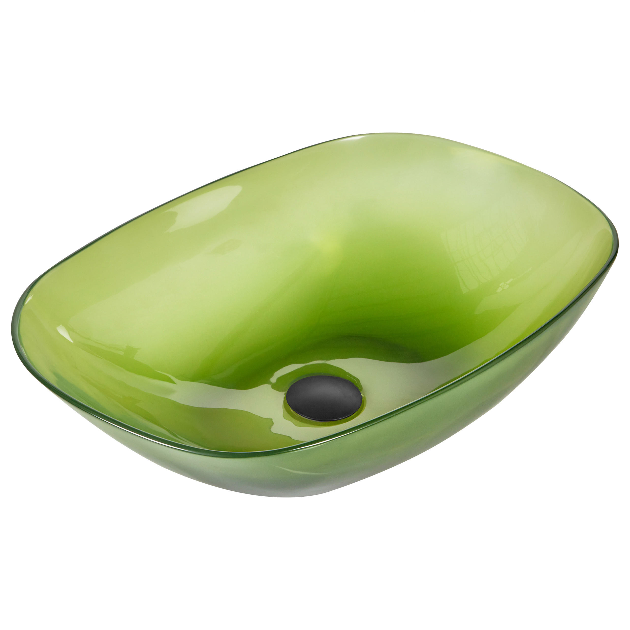 AUFSATZWASCHBECKEN Grün 54/36 cm Mineralwerkstoff Moengo - Transparent/Grün, Keramik (54/15/36cm) - Beliani