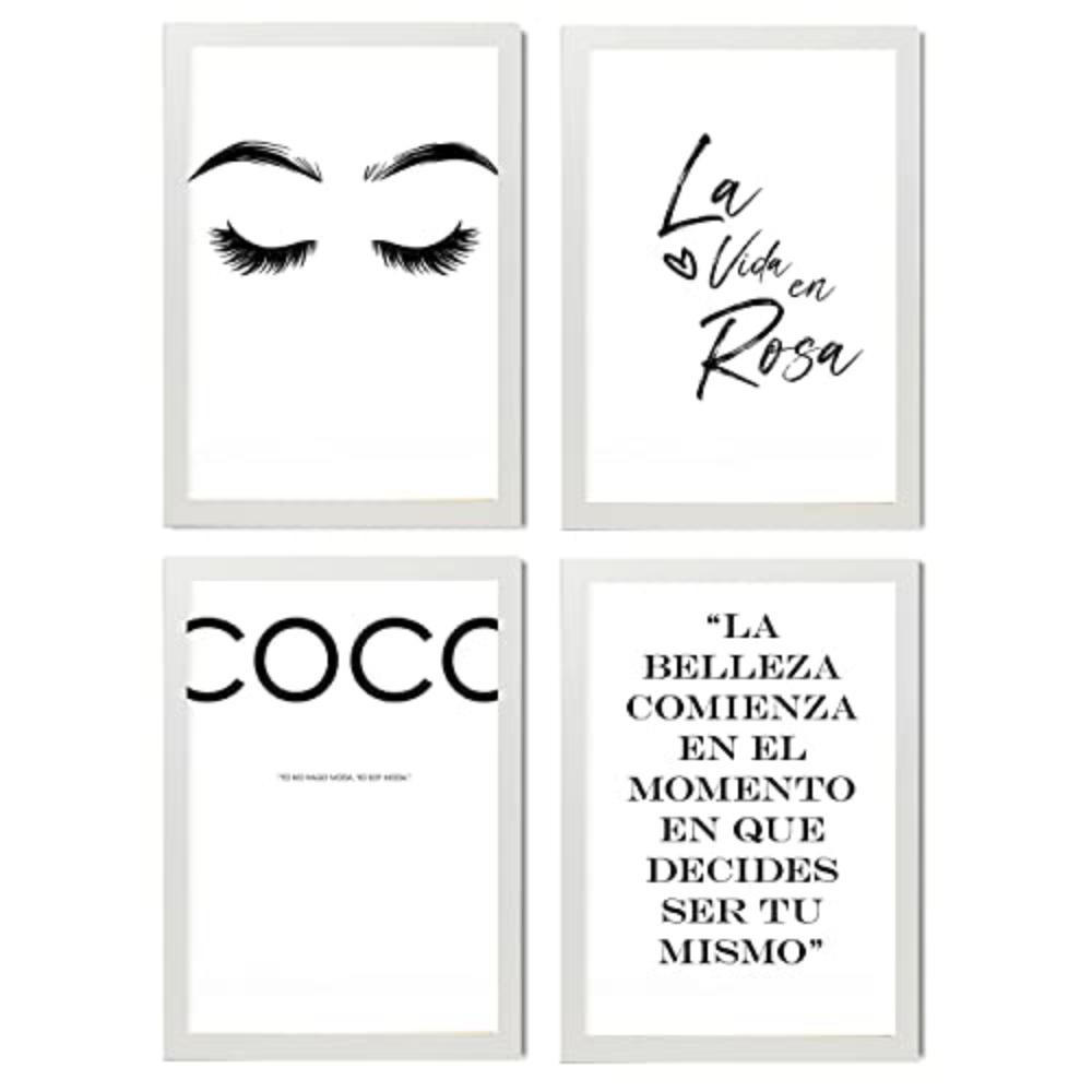 POSTER Set mit 4 Coco TypografieStil A3 Weißer Rahmen - Weiß, Papier (29.7/3cm) - Nacnic