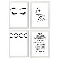 POSTER Set mit 4 Coco TypografieStil A3 Weißer Rahmen - Weiß, Papier (29.7/3cm) - Nacnic