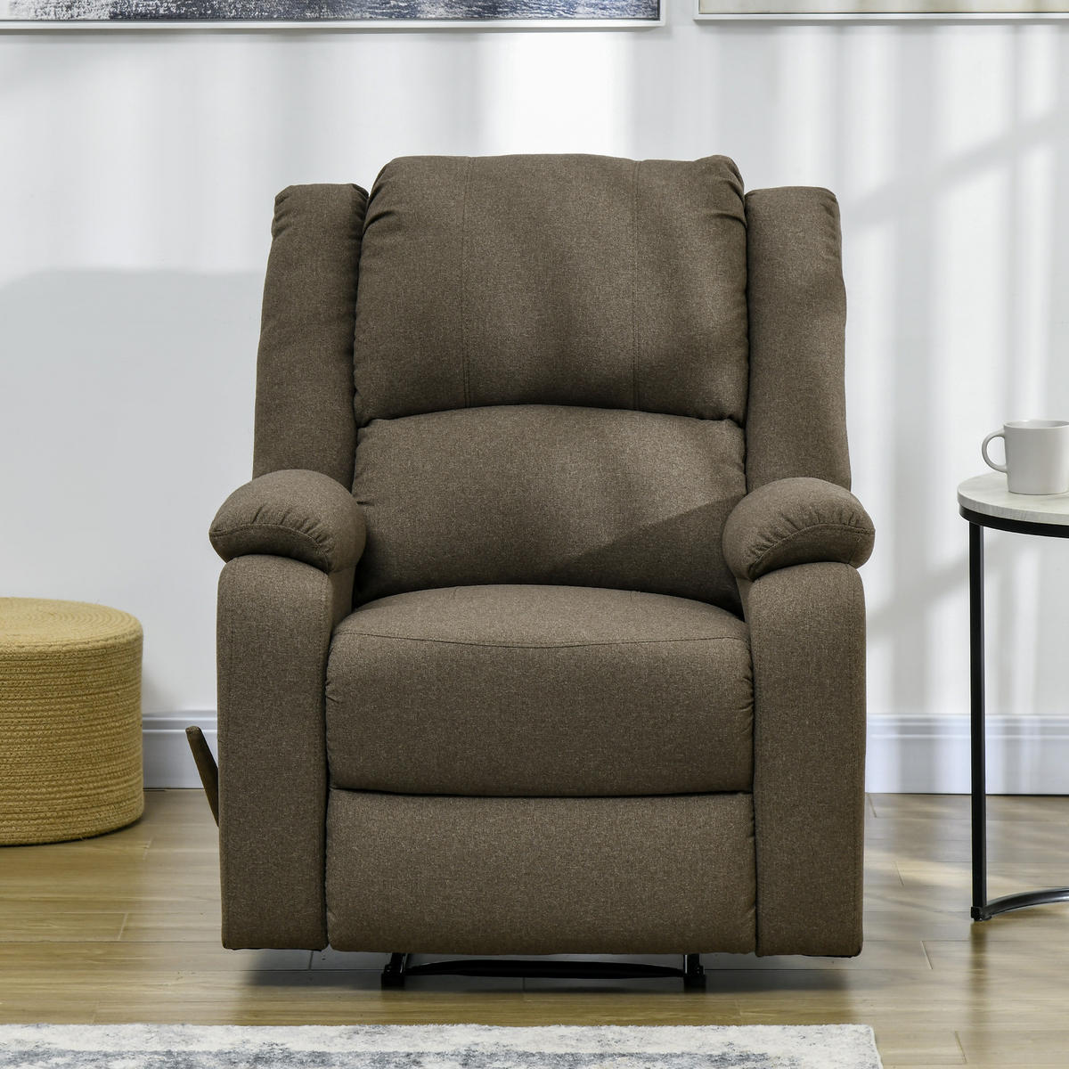 FERNSEHSESSEL Dunkelgrau/Braun, Polyester, Stahl - Braun, Textil/Metall (96/98/90cm) - HOMCOM