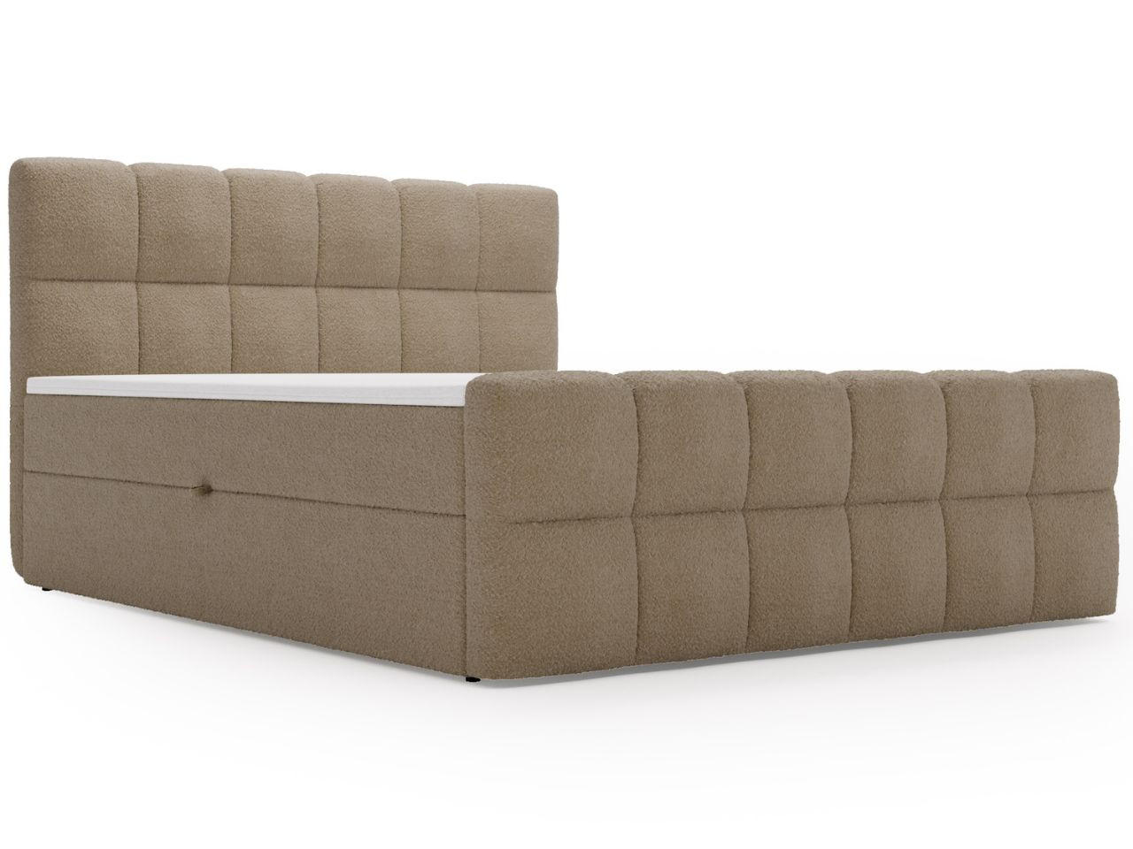 BOXBETT Alicante 200x200 Bouclé-Stoff Braun - Braun, Holz/Textil (200/200cm) - Graingold