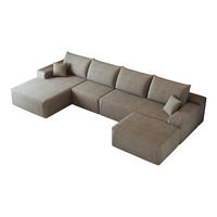 WOHNLANDSCHAFT DE-34857 U-Form 3-Sitzer Chaiselongue links Camel - Sandfarben, Textil (175/83/270cm) - ComfortXL