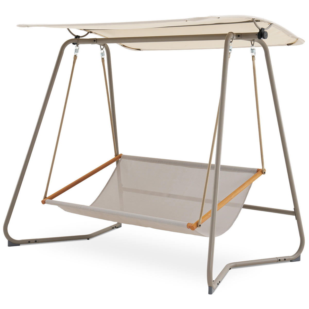 HOLLYWOODSCHAUKEL Garda 2-Sitzer mit Sonnendach und dickem Polster, Beige, Metallrahmen - Beige, Metall (214/202/154cm) - Beautysofa