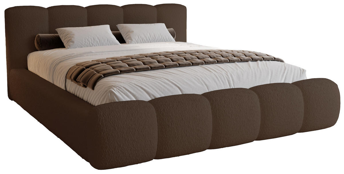 POLSTERBETT bouclé 200x200 Ravello mit Bettkasten, Lattenrost, Braun - Braun, Holz/Textil (200/200cm) - Emporius