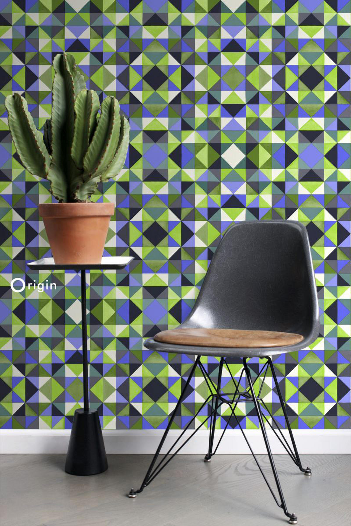 TAPETE kubistisches Muster 53 cm x 10.05 m - Grün, Papier (53/1000cm) - Origin Wallcoverings