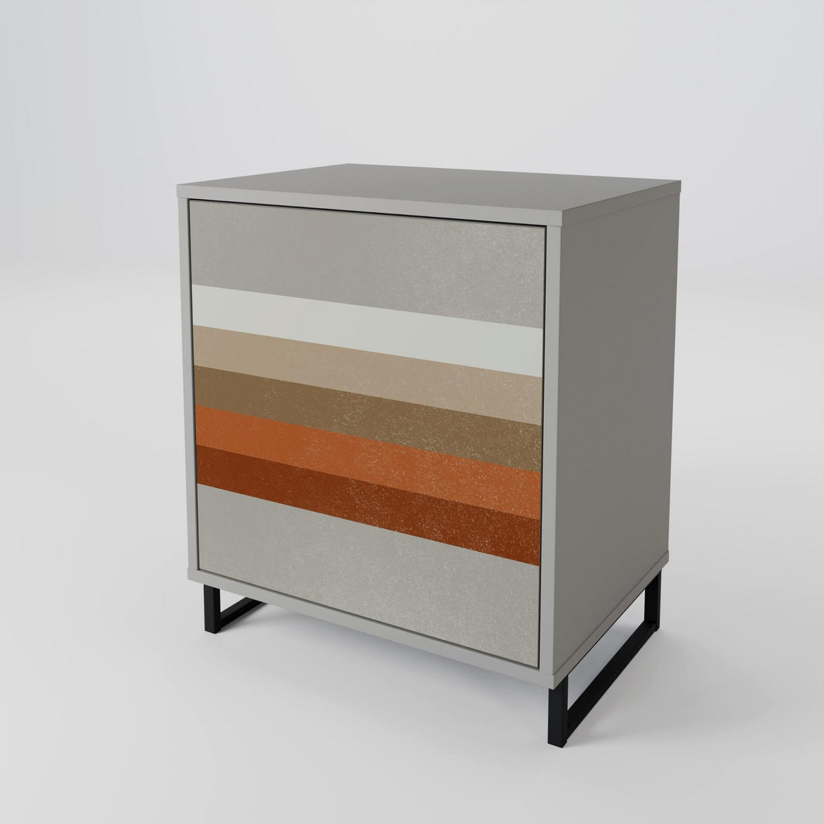 SIDEBOARD PECULIAR TRAIL, Grau, 57,5x42x70,5 cm, Schwarze Metall-Sternfüße - Multicolor/Schwarz, Holzwerkstoff/Metall (57.5/70.5/42cm) - SpaceRebels