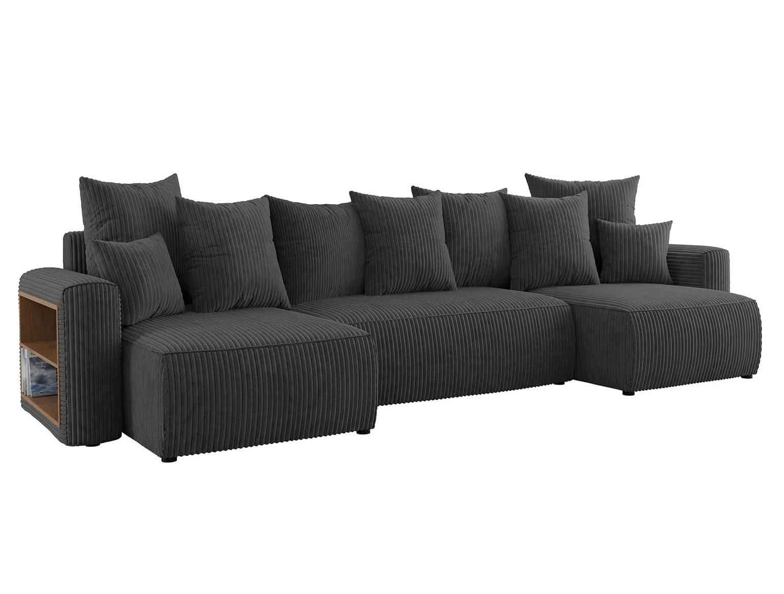 ECKSOFA SOLARIS U - Dunkelgrau/Schwarz, Holzwerkstoff (312/142cm) - Meblini