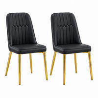 ESSZIMMERSTUHL mit PU-Lederbezug 89 cm Schwarz/Gold 2er-Set - Goldfarben, Metall (41.5/89/43cm) - Meubliv