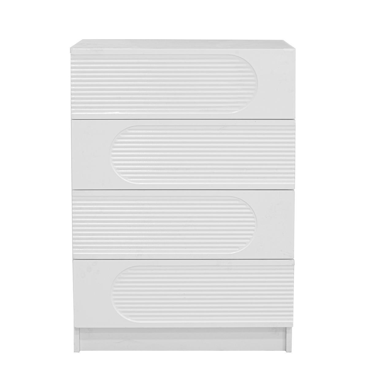 KOMODA 60/38,5/85 cm se 4 zásuvkami, plnovýsuvem a lesklými čely z MDF a dřevotřísky, Bílá - bílá, kompozitní dřevo (60/85/38.5cm) - Redom