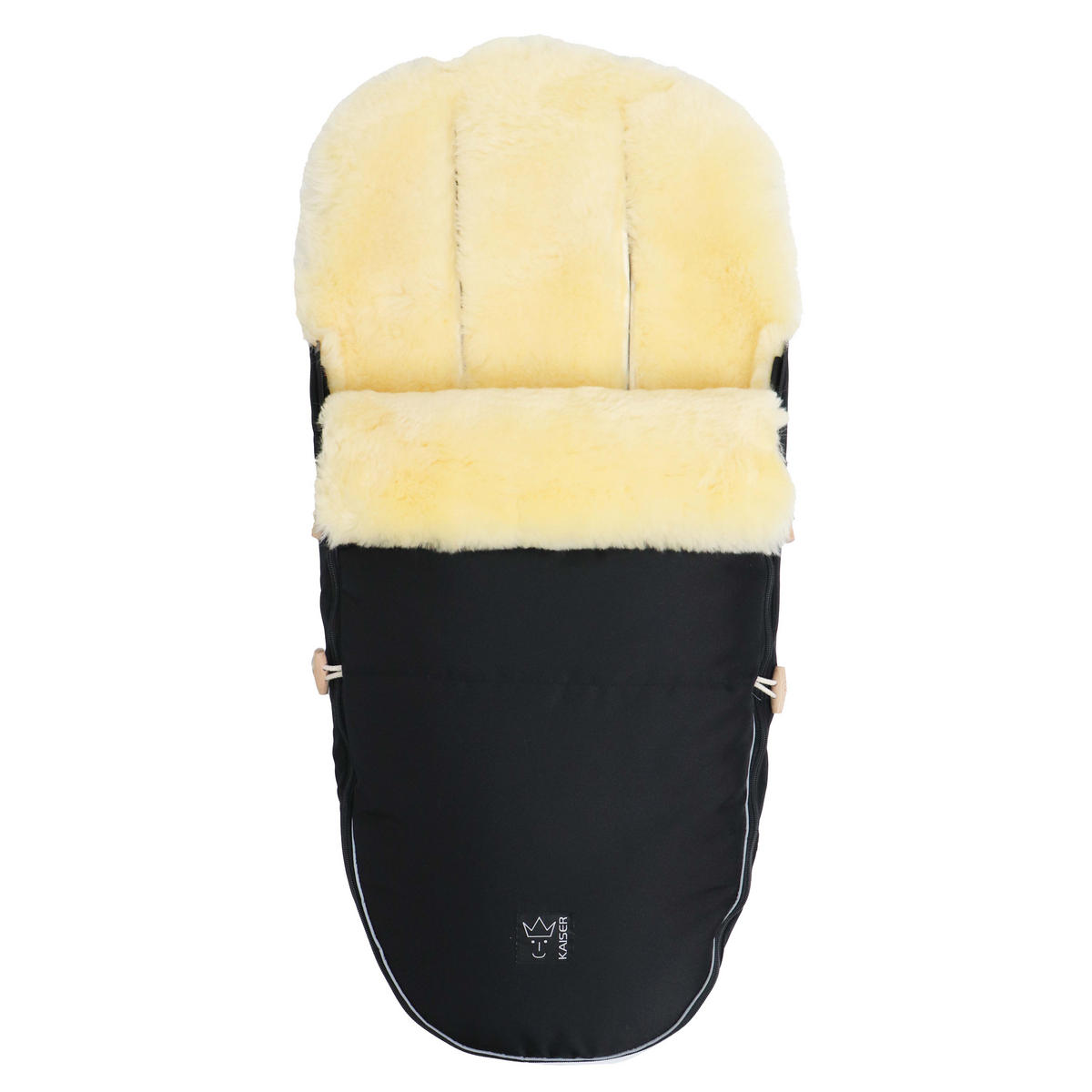 LAMMFELL-FUSSSACK Love the Nature, black - Schwarz, Fell (44/95cm) - Kaiserbaby