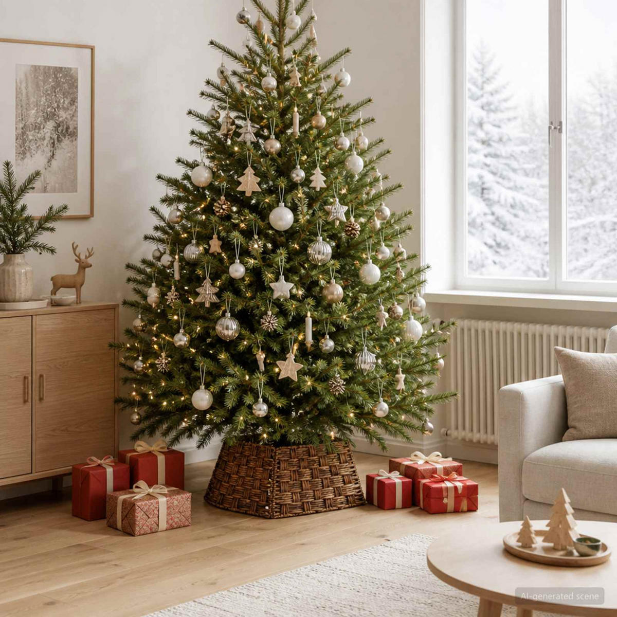 WEIHNACHTSBAUMKRAGEN 60/60/28 cm Braun Wasserhyazinthe - Braun, Naturmaterialien (60/28/60cm) - vidaXL