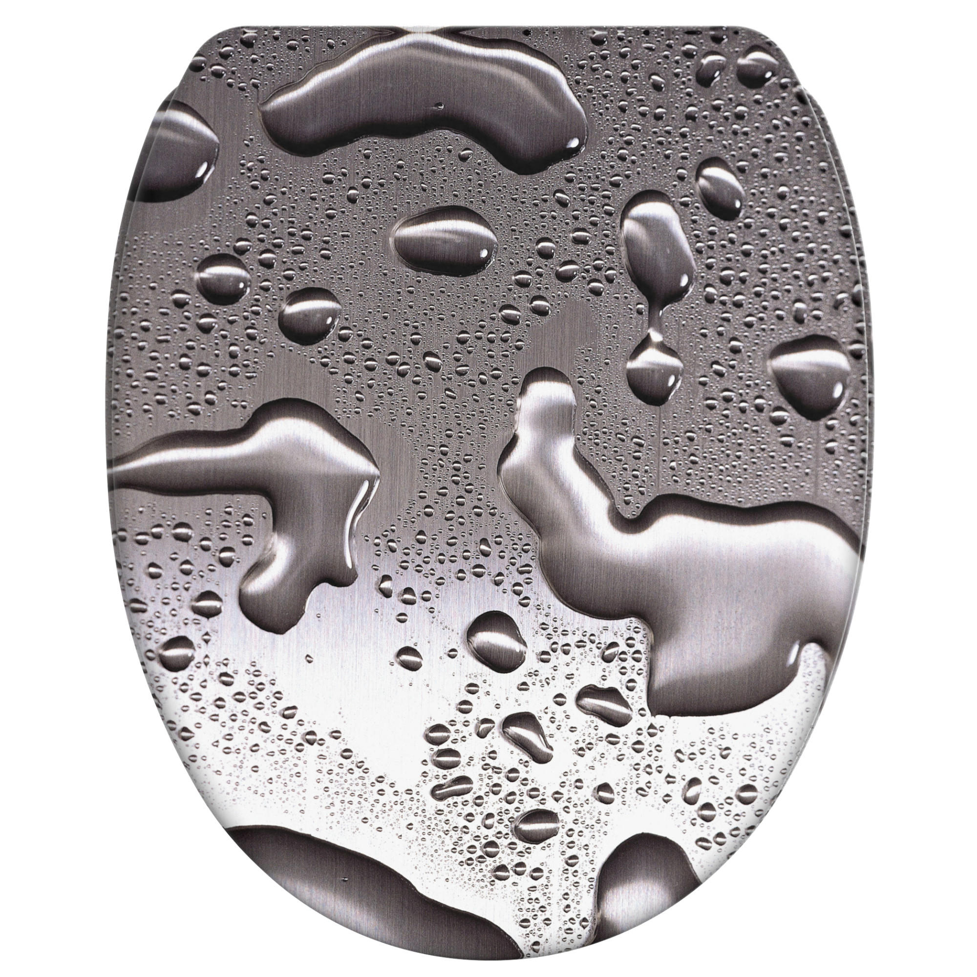 WC-SITZ mit Absenkautomatik & Top Fix Dewdrop - Grau, Holzwerkstoff (37.7/5.5/48cm) - Sanilo