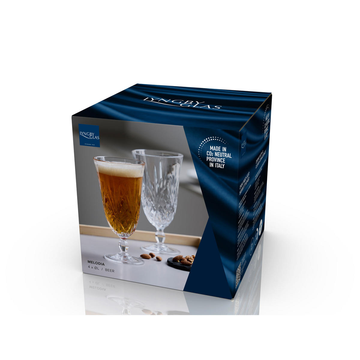 BIERGLAS Melodia 4er Set, Bierkelche, Kristallglas, Klar, 400 ml - Transparent, Glas (0.4L) - Lyngby Glas